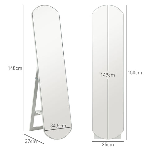 Rootz Complete Sheet Mirror - Full Body Mirror - Wall Mount Mirror - Secure Frosted Glass - 35x150 cm with Shelf, Ideal for Bathrooms & Bedrooms