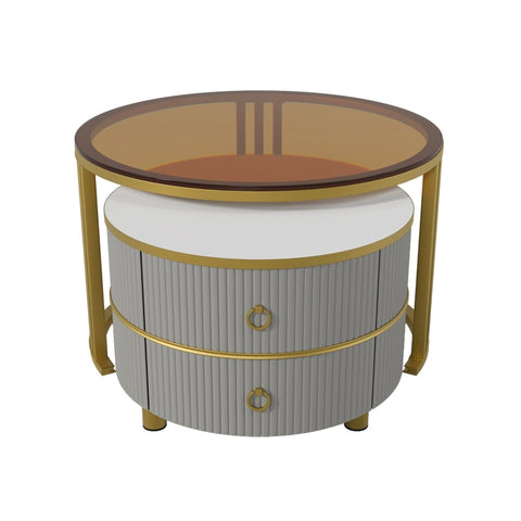 Rootz 2-in-1 Coffee Table Set - Modern Furniture - Elegant Tables - Ample Storage Space - 70 x 70 x 45 cm & 50 x 50 x 40 cm