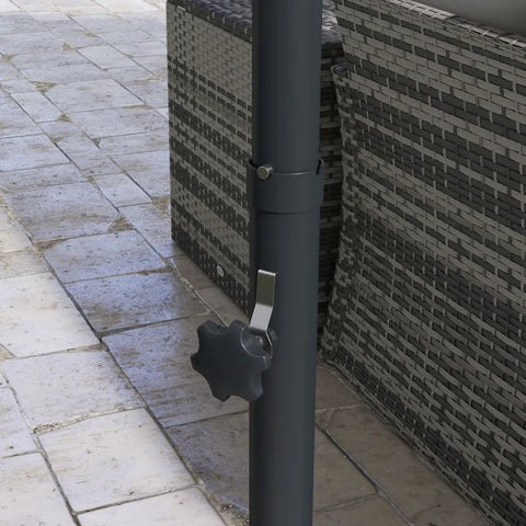 Rootz Cantilever Umbrella - Hanging Umbrella - Parasol - Tilting - Rotating - Hand Crank - Wind Hood - Metal Pole - Dark Gray - 294cm x 294cm x 242cm