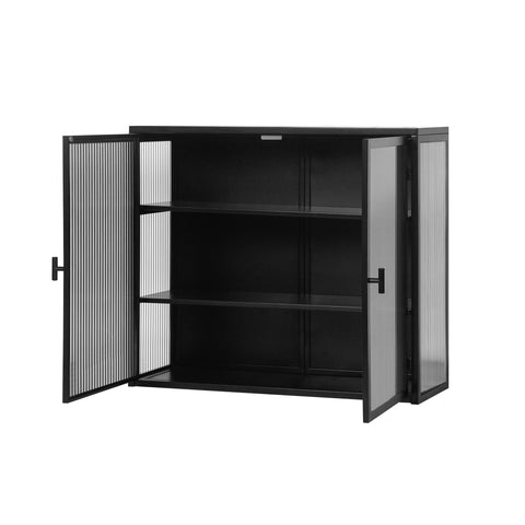 Rootz Modern Wall Cabinet - Storage Cupboard - Display Shelf - Stylish Tempered Glass - 70cm x 23cm x 60cm