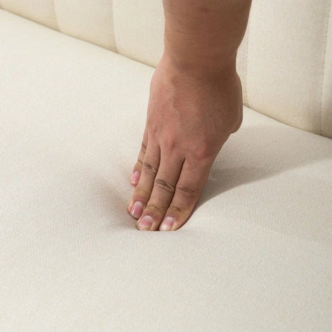 Rootz 2-seater Fabric Sofa - Upholstered Sofa - Double Sofa - Seating Furniture - Lounge Sofa - Wood Foam - Cream White - 117 x 56.5 x 77 cm