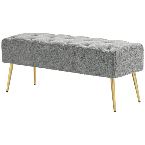 Rootz Modern Bed Bench - Window Seat - Dining Room Bench - Faux Lambswool - Thick Padding - 112cm x 41cm x 46cm