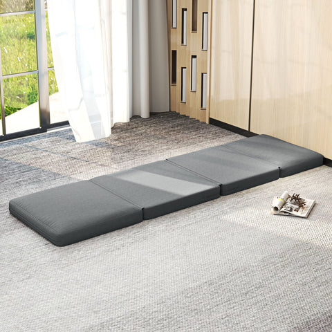 Rootz Convertible Floor Chair - Upholstered Sofa - Meditation Seat - Velvet Comfort - 75 x 268 x 18cm - Grey