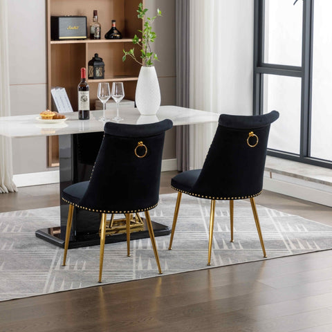 Rootz Set of Two Velvet Chairs - Upholstered Dining Chair - Elegant Accent Chairs - Ergonomic Comfort - 43.9cm x 62cm x 87.5cm