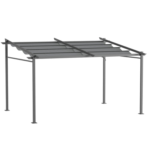 Rootz Dark Gray Pergola - Terrace Roof - Retractable Canopy - Sun and Shade - 3.97m x 2.95m x 2.3m