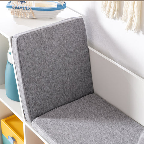 Rootz 2-in-1 Children's Shelf & Bench - Storage Unit - Kid's Organizer - Enhances Room Tidiness - 103cm x 30cm x 62cm - White & Grey