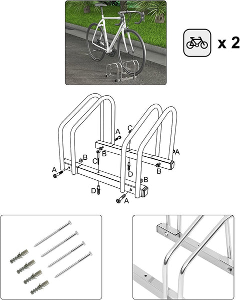 Rootz Galvanized Iron Bike Stand - Bicycle Holder - Wheel Stand - Scratch & Weather Resistant - Universal Fit - Space Saving - 16mm x 35-55mm
