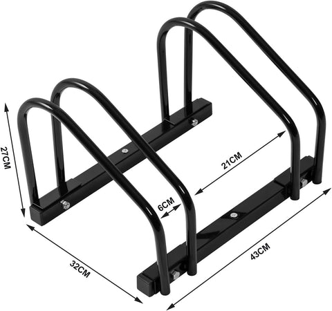 Rootz Bicycle Stand - Bike Rack - Storage Bracket - Durable Metal - Indoor/Outdoor - 40x32x26cm - Black