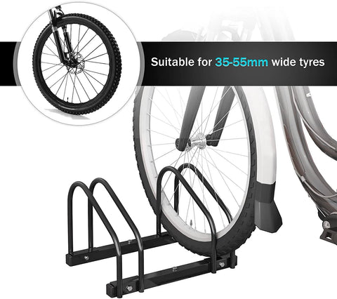 Rootz Bicycle Stand - Bike Rack - Storage Bracket - Durable Metal - Indoor/Outdoor - 40x32x26cm - Black