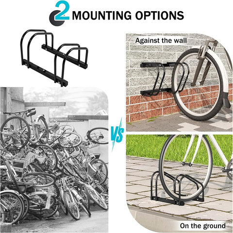 Rootz Bicycle Stand - Bike Rack - Storage Bracket - Durable Metal - Indoor/Outdoor - 40x32x26cm - Black