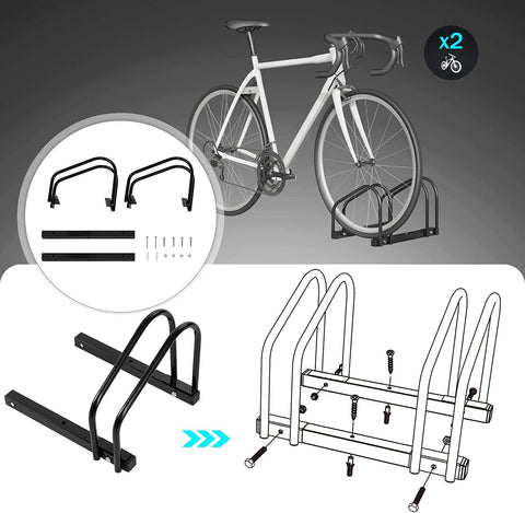 Rootz Bicycle Stand - Bike Rack - Storage Bracket - Durable Metal - Indoor/Outdoor - 40x32x26cm - Black