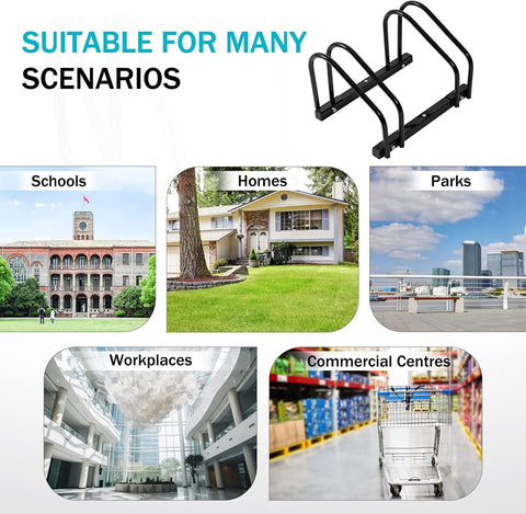 Rootz Bicycle Stand - Bike Rack - Storage Bracket - Durable Metal - Indoor/Outdoor - 40x32x26cm - Black