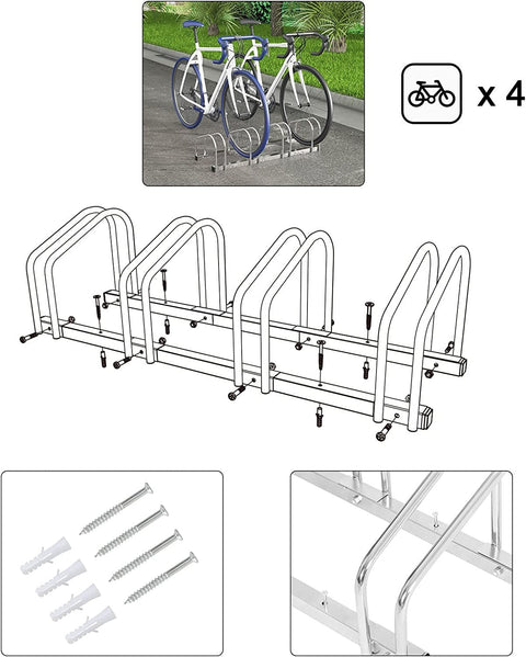 Rootz Bicycle Stand - Bike Bracket - Floor Storage Rack - Scratch-Resistant - Durable Metal - 100.5x32x27cm