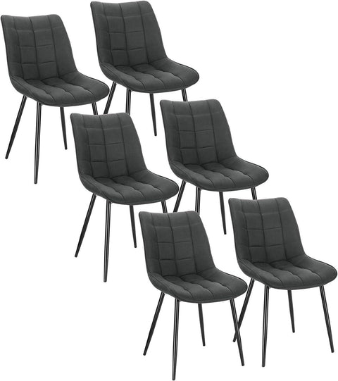 Rootz Set of 6 Dining Chairs - Kitchen Chairs - Modern Chairs - Comfortable Leathaire Fabric - Durable Metal Frame - Ergonomic Design - 85.5cm x 46cm x 40.5cm