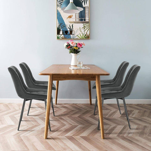 Rootz Set of 6 Dining Chairs - Kitchen Chairs - Modern Chairs - Comfortable Leathaire Fabric - Durable Metal Frame - Ergonomic Design - 85.5cm x 46cm x 40.5cm