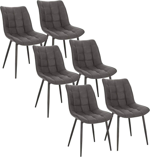 Rootz Set van 6 eetkamerstoelen - Keukenstoelen - Moderne stoelen - Comfortabele Leathaire-stof - Duurzaam metalen frame - Ergonomisch ontwerp - 46 cm x 40,5 cm x 85,5 cm