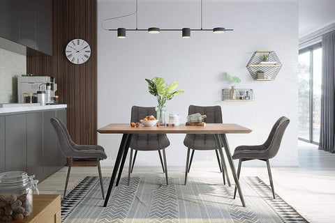 Rootz Set van 6 eetkamerstoelen - Keukenstoelen - Moderne stoelen - Comfortabele Leathaire-stof - Duurzaam metalen frame - Ergonomisch ontwerp - 46 cm x 40,5 cm x 85,5 cm