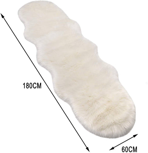 Rootz Faux Fur Area Rug - Shaggy Carpet - Cozy Rug - Temperature-Regulating - 60cm x 180cm x 8cm - White - Moisture Wicking - Antibacterial