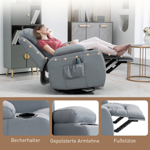 Rootz Massage Chair - Rocking Recliner - Heated Massage Chair - Ultimate Relaxation - 8 Vibration Points - Adjustable Backrest - 85cm x 94cm x 104cm