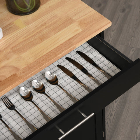 Rootz Kitchen Trolley on Wheels - Serving Cart - Mobile Kitchen Island - Ample Storage - 83W x 45D x 91.5H cm Black-Brown