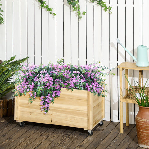 Rootz Flower Box with Wheels - Planter Box - Spruce Wooden Box - Movable Gardening Solution - 89cm x 48cm x 47cm