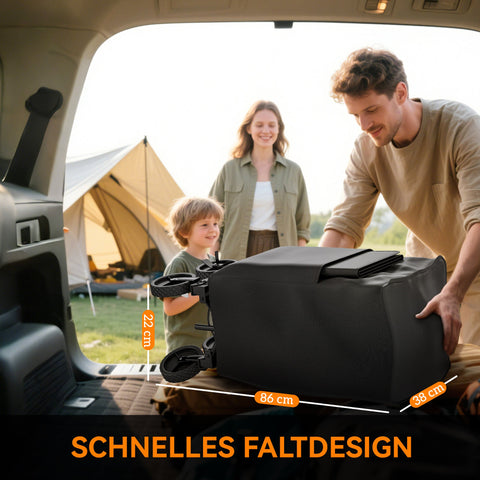 Rootz Double-Decker Garden Car - Outdoor Trolley - Transport Cart - 200 kg Capacity - 369.5L - Sturdy Steel Frame - Black - 50cm x 102cm