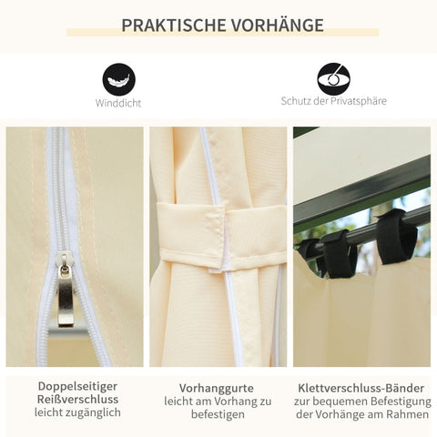 Rootz 3x4m Garden Pavilion with 6 Side Panels - Party Tent - Marquee - Water-Repellent Double Roof - Robust Steel Frame - 300cm x 400cm x 280cm