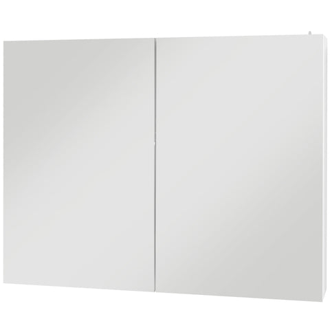 Rootz LED Wall Mirror Cabinet - Bathroom Mirror - Vanity Cabinet - Clear Reflection - 90L x 15B x 70H cm