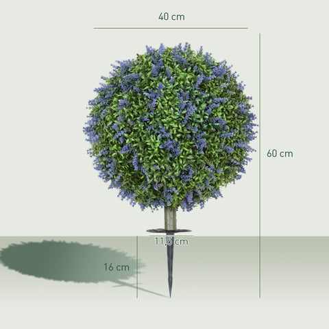 Rootz Artificial Lavender Tree Set - Faux Plants - Decorative Trees - UV-Resistant - Ø40 x 60H cm