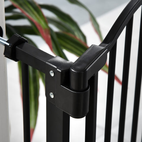 Rootz Dog Gate - Extendable Pet Gate - Safety Barrier - Double Locking - 74-80cm Width - Black