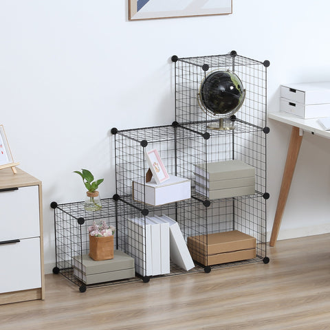 Rootz Metal Cube Shelf - Dice Cabinet - Modular Storage - Flexible Design - 109L x 37B x 109H cm - Black