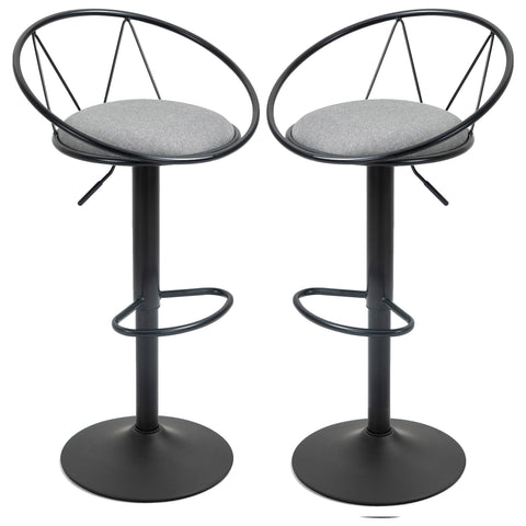 Rootz 2 Piece Set Bar Stools - Height Adjustable - Swivel Seats - Comfortable Design - 51cm x 46cm x 78-100cm