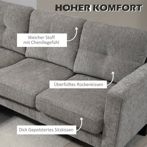 Rootz Corner Sofa - L-Shaped Couch - Reversible Chaiselongue - Space-Saving Design - 186cm x 130cm x 84cm - Grey- Linen Look Cover