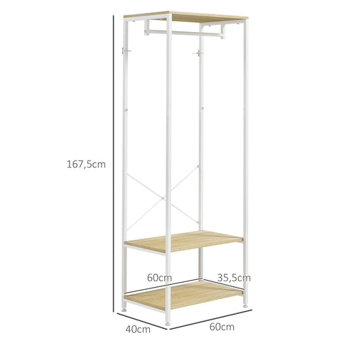 Rootz Wardrobe with Rod & Shoe Racks - Clothes Organizer - Hall Storage Unit - Industrial Style - 60L x 40W x 167.5H cm