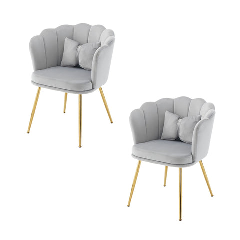 Rootz 2 Piece Set Padded Dining Chairs - Upholstered Chairs - Velvet Chairs - Ergonomic Comfort - 63cm x 58cm x 77cm