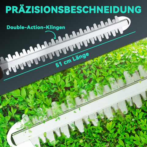 Rootz Elektro Hedge Trimmer - Electric Hedge Cutter - Battery-Powered Hedge Shears - Wireless Efficiency - 51cm Cutting Length - 86L x 17B x 17H cm