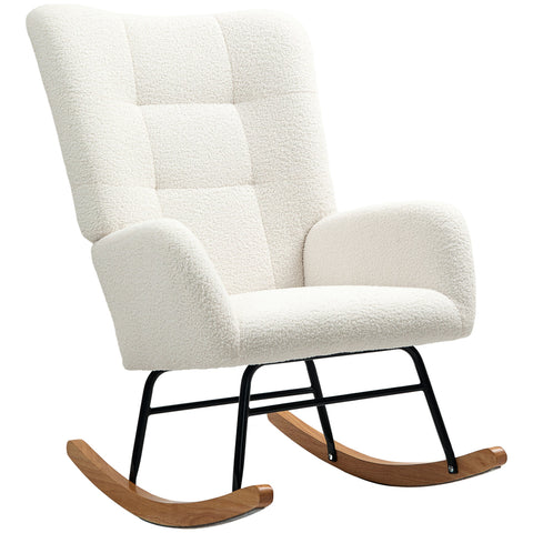 Rootz Rocking Chair - Cozy Cover - Thick Padding - Non-Slip - 70 x 94 x 100cm -  White
