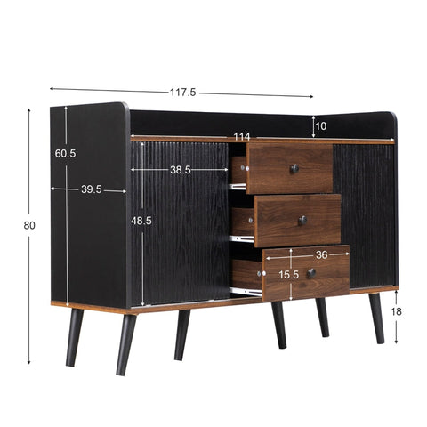 Rootz Modern Sideboard - Storage Cabinet - Buffet Table - Spacious Drawers - 117.5L x 39.5W x 80H cm