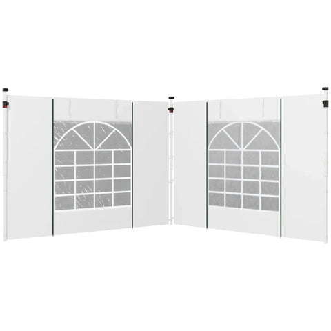 Rootz Gazebo - Side Panels - 2 Pack Sides Replacement - Pop Up Gazebo - With Windows And Doors - White - 295W x 195H cm