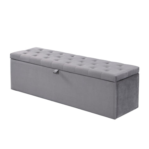 Rootz Upholstered Velvet Bench - Bed Stool - Footstool - Ample Storage - 138L x 41W x 42H cm