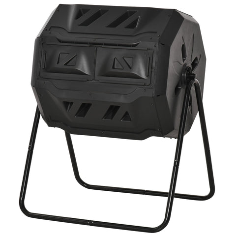 Rootz Tumbling Compost Bin - Rotating Composter - Garden Waste Recycler - Nutrient-rich Compost - 28''L x 25.5''W x 37.75''H - 43 Gallon Capacity