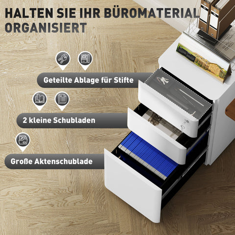 Rootz Metal Office Cabinet - File Cabinet - Storage Drawers - Optimizes Space - 30cm x 45cm x 59cm