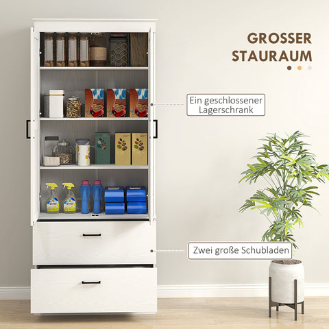 Rootz Freestanding Kitchen Cabinet - Pantry Storage - Living Room Cabinet - Adjustable Shelves - 75W x 39D x 178H cm