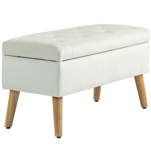 Rootz Storage Bench Chest - Velvety Fabric - Ottoman - 120kg Capacity - Hidden Storage - 80x35x40cm