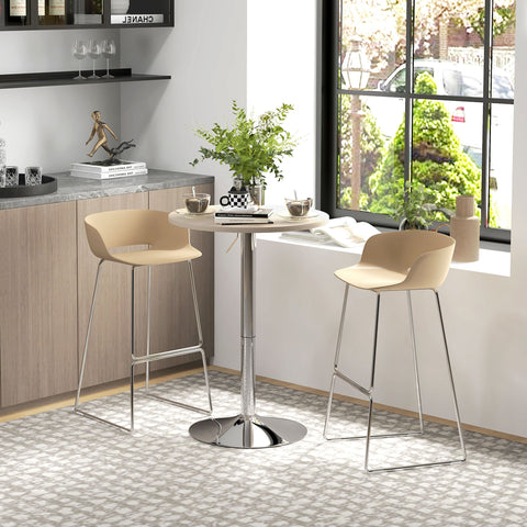 Rootz Round Bar Table - High Kitchen Table - Adjustable Height Table - Height Adjustable 69-91 cm - 360° Rotating - 60cm x 60cm x 69-91cm