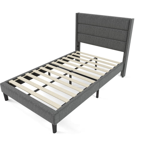 Rootz Single Bed - Modern Bed - Stylish Bed Frame - Padded Headboard - Comfort & Style - 96L x 209W x 111H cm