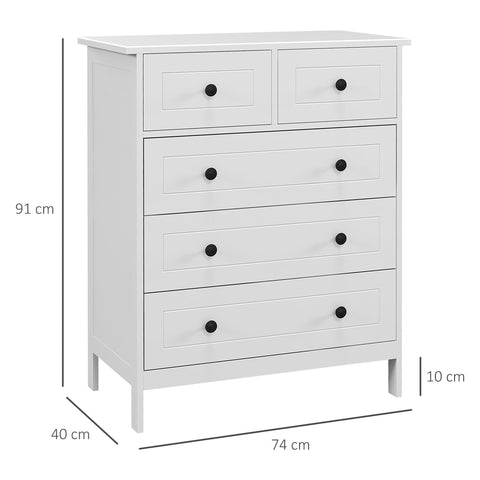 Rootz Dresser Storage Unit - Chest of Drawers - Bedroom Furniture - Ample Storage - 74cm x 40cm x 91cm
