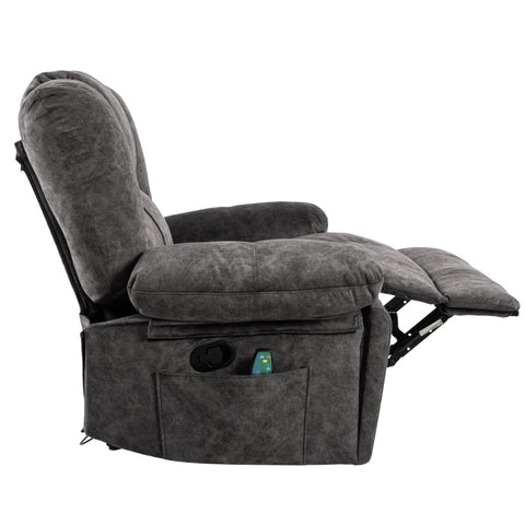 Rootz Extra Wide Manual Massage Chair - Gray Armchair - Recliner Seat - 8-Point Massage & Heating - 115L x 68W x 105H cm