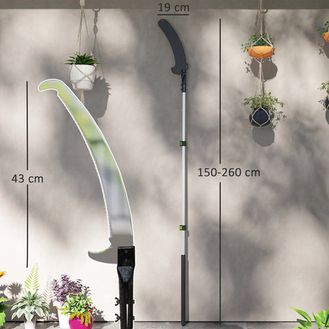 Rootz Telescopic Pruning Saw - Tree Scissors - Garden Shears - Non-Stick Coated Blades - Locking Device - 150-260cm x 19cm x 3.5cm