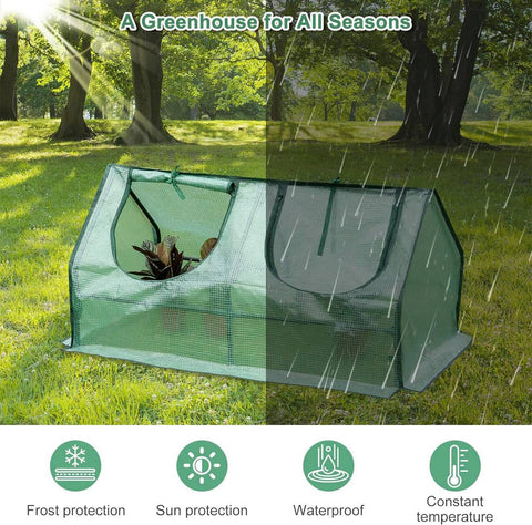 Rootz Foil Greenhouse - Small Plant Hut - Mini Garden House - Steel Frame - Optimal Climate Control - 120cm x 60cm x 60cm